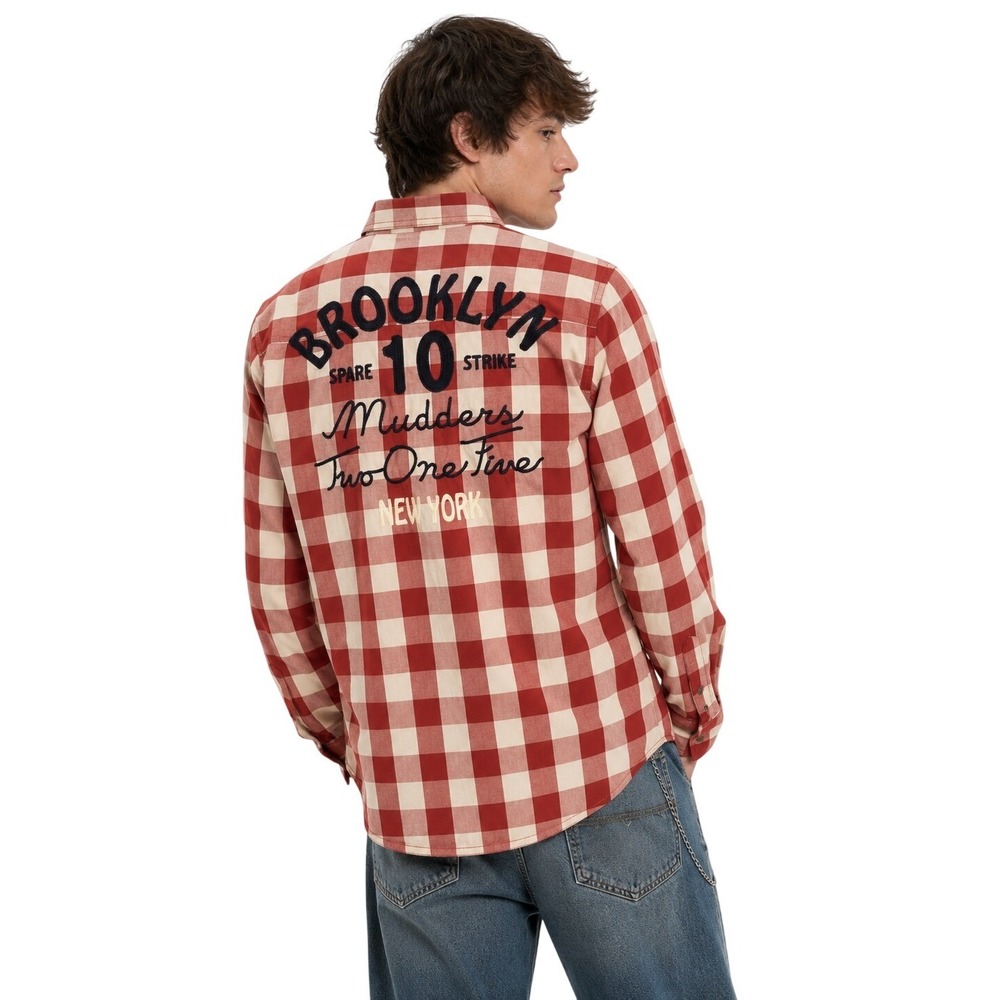 PL & CO Casual Attire Red White Plaid Brooklyn Mudders Button Up Shirt | Small